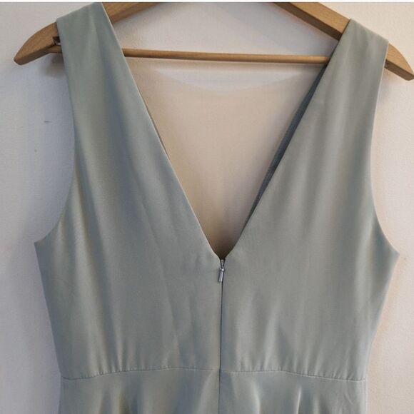 Jenny Yoo Ryan Chiffon Plunging V Neck Dress 10*** BHLDN Morning Mist green - Picture 16 of 16